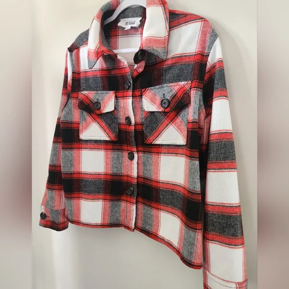 BB Dakota Steve Madden Plaid Button Up Shirt Jacket Large - Picture 2 of 9